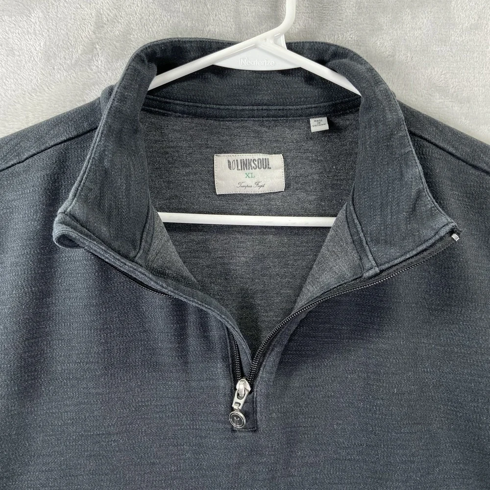 Linksoul Sweater Mens XL 1/4 Zip Mock Neck Pullover Long Sleeve Gray Golf Casual